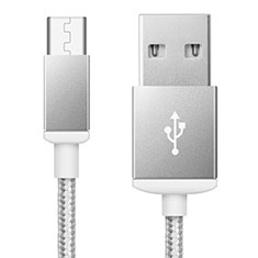 Kabel USB 2.0 Android Universal A02 für HTC Desire 21 Pro 5G Silber