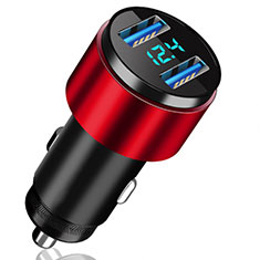 Kfz-Ladegerät Adapter 4.8A Dual USB Zweifach Stecker Fast Charge Universal K10 für Sharp Aquos wish3 Rot
