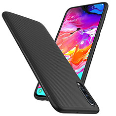 Kohlefaser Hülle Handyhülle Luxus Schutzhülle Tasche Köper T02 für Samsung Galaxy A70 Schwarz