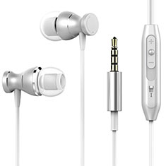 Kopfhörer Stereo Sport Ohrhörer In Ear Headset H34 für Oppo F19 Pro Silber