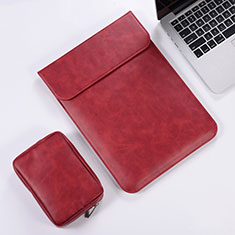 Leder Handy Tasche Sleeve Schutz Hülle für Apple MacBook Air 13.3 zoll (2018) Rot