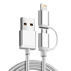 Lightning USB Ladekabel Kabel Android Micro USB C01 für Apple iPhone 7 Plus Silber