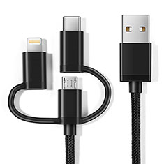 Lightning USB Ladekabel Kabel Android Micro USB C01 für Apple iPhone 8 Plus Schwarz
