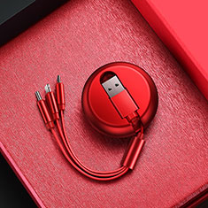 Lightning USB Ladekabel Kabel Android Micro USB C09 für Apple iPad Air 4 10.9 (2020) Rot