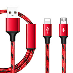 Lightning USB Ladekabel Kabel Android Micro USB ML02 für Handy Zubehoer Kfz Ladekabel Rot