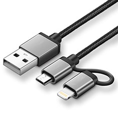 Lightning USB Ladekabel Kabel Android Micro USB ML04 für Handy Zubehoer Kfz Ladekabel Schwarz