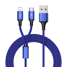 Lightning USB Ladekabel Kabel Android Micro USB ML05 für Handy Zubehoer Kfz Ladekabel Blau