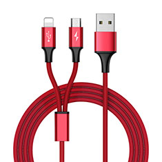 Lightning USB Ladekabel Kabel Android Micro USB ML05 für Handy Zubehoer Kfz Ladekabel Rot