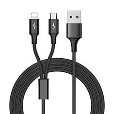 Lightning USB Ladekabel Kabel Android Micro USB ML05 für Sharp Aquos wish3 Schwarz