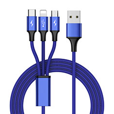 Lightning USB Ladekabel Kabel Android Micro USB Type-C ML01 für Samsung Galaxy A3 Duos SM-A300F Blau