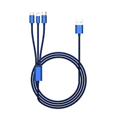 Lightning USB Ladekabel Kabel Android Micro USB Type-C ML02 für Handy Zubehoer Kfz Ladekabel Blau