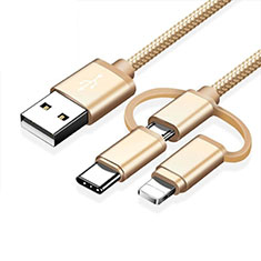 Lightning USB Ladekabel Kabel Android Micro USB Type-C ML05 für HTC Desire 21 Pro 5G Gold