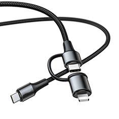 Lightning USB Ladekabel Kabel Android Micro USB Type-C ML06 für Samsung Galaxy A3 Duos SM-A300F Schwarz