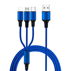 Lightning USB Ladekabel Kabel Android Micro USB Type-C ML08 für Handy Zubehoer Kfz Ladekabel Blau