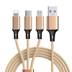 Lightning USB Ladekabel Kabel Android Micro USB Type-C ML08 für Samsung Galaxy A3 Duos SM-A300F Gold