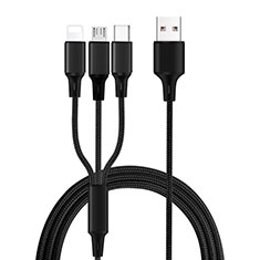 Lightning USB Ladekabel Kabel Android Micro USB Type-C ML08 für Handy Zubehoer Kfz Ladekabel Schwarz