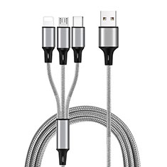 Lightning USB Ladekabel Kabel Android Micro USB Type-C ML08 für Samsung Galaxy A3 Duos SM-A300F Silber