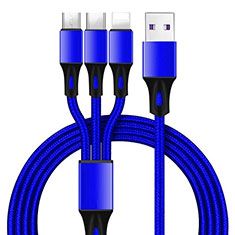 Lightning USB Ladekabel Kabel Android Micro USB Type-C ML09 für Samsung Galaxy A3 2017 Blau