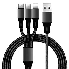 Lightning USB Ladekabel Kabel Android Micro USB Type-C ML09 für Handy Zubehoer Kfz Ladekabel Schwarz