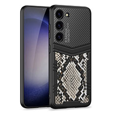 Luxus Leder Hülle Handyhülle und Kunststoff Schutzhülle Hartschalen Tasche AC5 für Samsung Galaxy S21 5G Schwarz