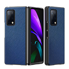 Luxus Leder Hülle Handyhülle und Kunststoff Schutzhülle Hartschalen Tasche B01H für Huawei Mate X2 Blau