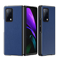 Luxus Leder Hülle Handyhülle und Kunststoff Schutzhülle Hartschalen Tasche B02H für Huawei Mate X2 Blau