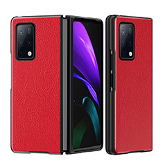 Luxus Leder Hülle Handyhülle und Kunststoff Schutzhülle Hartschalen Tasche B02H für Huawei Mate X2 Rot