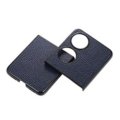 Luxus Leder Hülle Handyhülle und Kunststoff Schutzhülle Hartschalen Tasche B04H für Huawei P60 Pocket Blau