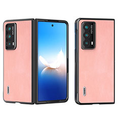 Luxus Leder Hülle Handyhülle und Kunststoff Schutzhülle Hartschalen Tasche B08H für Huawei Honor Magic V2 Ultimate 5G Rosegold