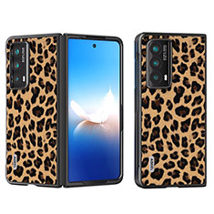 Luxus Leder Hülle Handyhülle und Kunststoff Schutzhülle Hartschalen Tasche B08H für Huawei Honor Magic Vs2 5G Hellbraun