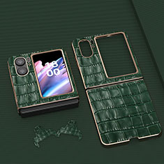 Luxus Leder Hülle Handyhülle und Kunststoff Schutzhülle Hartschalen Tasche BH12 für Oppo Find N2 Flip 5G Grün
