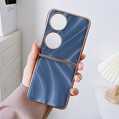 Luxus Leder Hülle Handyhülle und Kunststoff Schutzhülle Hartschalen Tasche BH2 für Huawei P60 Pocket Blau