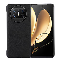 Luxus Leder Hülle Handyhülle und Kunststoff Schutzhülle Hartschalen Tasche BH3 für Huawei Mate X3 Schwarz