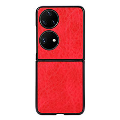 Luxus Leder Hülle Handyhülle und Kunststoff Schutzhülle Hartschalen Tasche BH4 für Huawei P60 Pocket Rot
