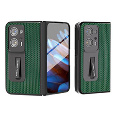 Luxus Leder Hülle Handyhülle und Kunststoff Schutzhülle Hartschalen Tasche BH4 für Oppo Find N2 5G Grün
