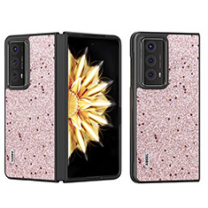 Luxus Leder Hülle Handyhülle und Kunststoff Schutzhülle Hartschalen Tasche BH6 für Huawei Honor Magic V2 5G Rosegold