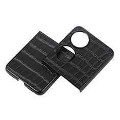 Luxus Leder Hülle Handyhülle und Kunststoff Schutzhülle Hartschalen Tasche BH6 für Huawei P60 Pocket Schwarz