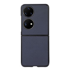 Luxus Leder Hülle Handyhülle und Kunststoff Schutzhülle Hartschalen Tasche BH8 für Huawei P50 Pocket Blau