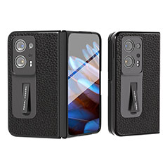 Luxus Leder Hülle Handyhülle und Kunststoff Schutzhülle Hartschalen Tasche BH8 für Oppo Find N2 5G Schwarz