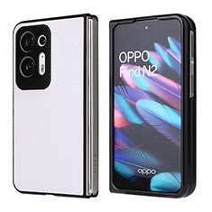 Luxus Leder Hülle Handyhülle und Kunststoff Schutzhülle Hartschalen Tasche BY1 für Oppo Find N2 5G Weiß