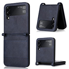 Luxus Leder Hülle Handyhülle und Kunststoff Schutzhülle Hartschalen Tasche BY2 für Samsung Galaxy Z Flip4 5G Blau