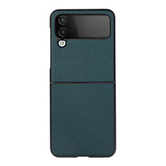 Luxus Leder Hülle Handyhülle und Kunststoff Schutzhülle Hartschalen Tasche C03 für Samsung Galaxy Z Flip4 5G Grün
