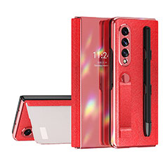 Luxus Leder Hülle Handyhülle und Kunststoff Schutzhülle Hartschalen Tasche C07 für Samsung Galaxy Z Fold3 5G Rot