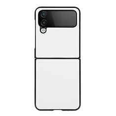 Luxus Leder Hülle Handyhülle und Kunststoff Schutzhülle Hartschalen Tasche C09 für Samsung Galaxy Z Flip4 5G Weiß
