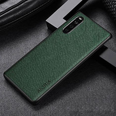 Luxus Leder Hülle Handyhülle und Kunststoff Schutzhülle Hartschalen Tasche für Sony Xperia 10 III Grün