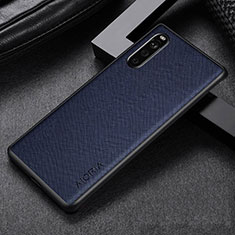 Luxus Leder Hülle Handyhülle und Kunststoff Schutzhülle Hartschalen Tasche für Sony Xperia 10 III SO-52B Blau