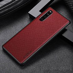 Luxus Leder Hülle Handyhülle und Kunststoff Schutzhülle Hartschalen Tasche für Sony Xperia 10 III SO-52B Rot