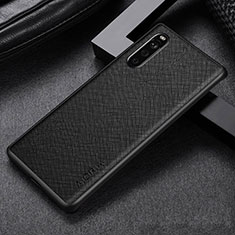 Luxus Leder Hülle Handyhülle und Kunststoff Schutzhülle Hartschalen Tasche für Sony Xperia 10 III SO-52B Schwarz