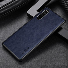 Luxus Leder Hülle Handyhülle und Kunststoff Schutzhülle Hartschalen Tasche für Sony Xperia 10 III SOG04 Blau