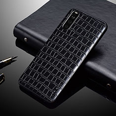 Luxus Leder Hülle Handyhülle und Kunststoff Schutzhülle Hartschalen Tasche für Sony Xperia 10 IV Schwarz